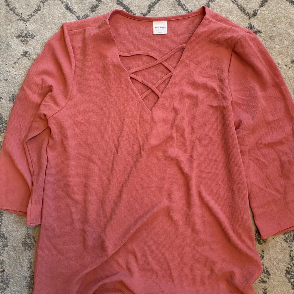 Kalieigh Salmon Pink Flared blouse